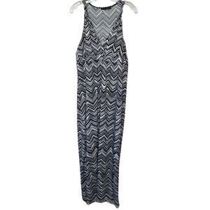 heartsoul maxi dress Heart Soul Maxi Dress Size M Black Floral Halter Chiffon Front Slits Sleeveless